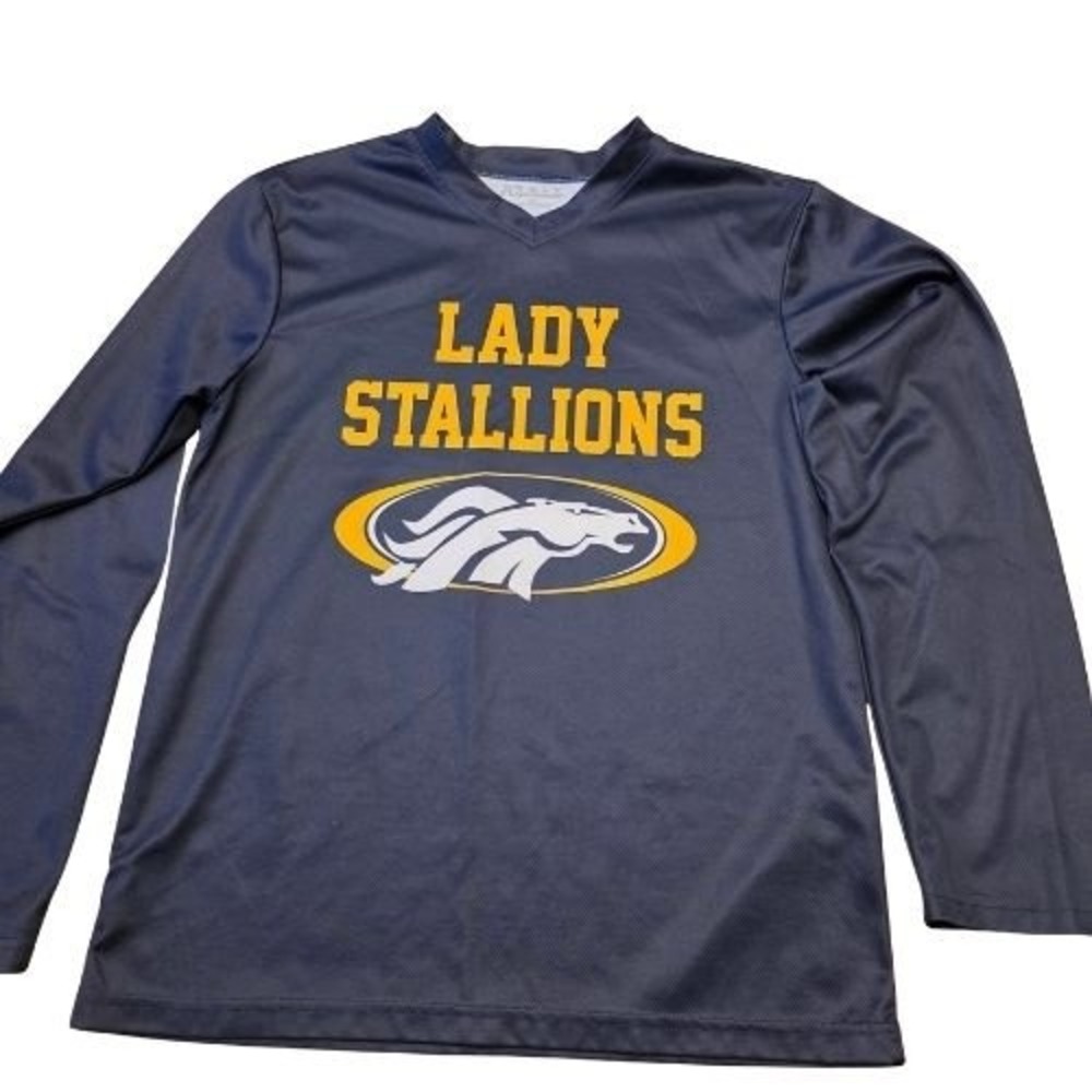 Healy Sportswear Lady Stallions Long Sleeve‎ Athletic Shirt Women's S Blue Gold